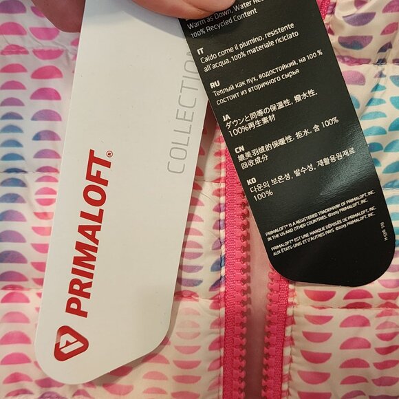 Lands End XL Girls PrimaLoft Down Vest Multicolor Patterned Zip-Up pockets - Picture 6 of 9